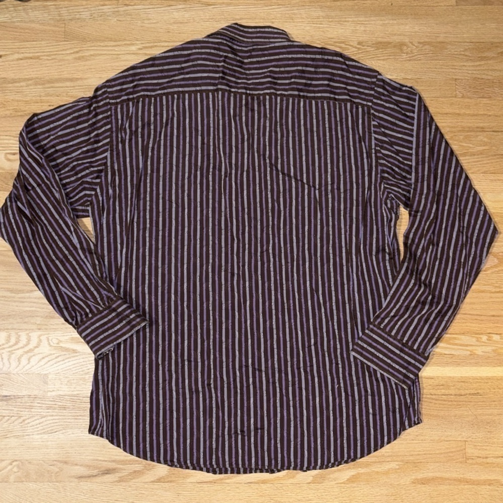 BUGATCHI Uomo 100% Cotton Long Sleeved Button Down Dress Casual Shirt - Picture 7 of 9
